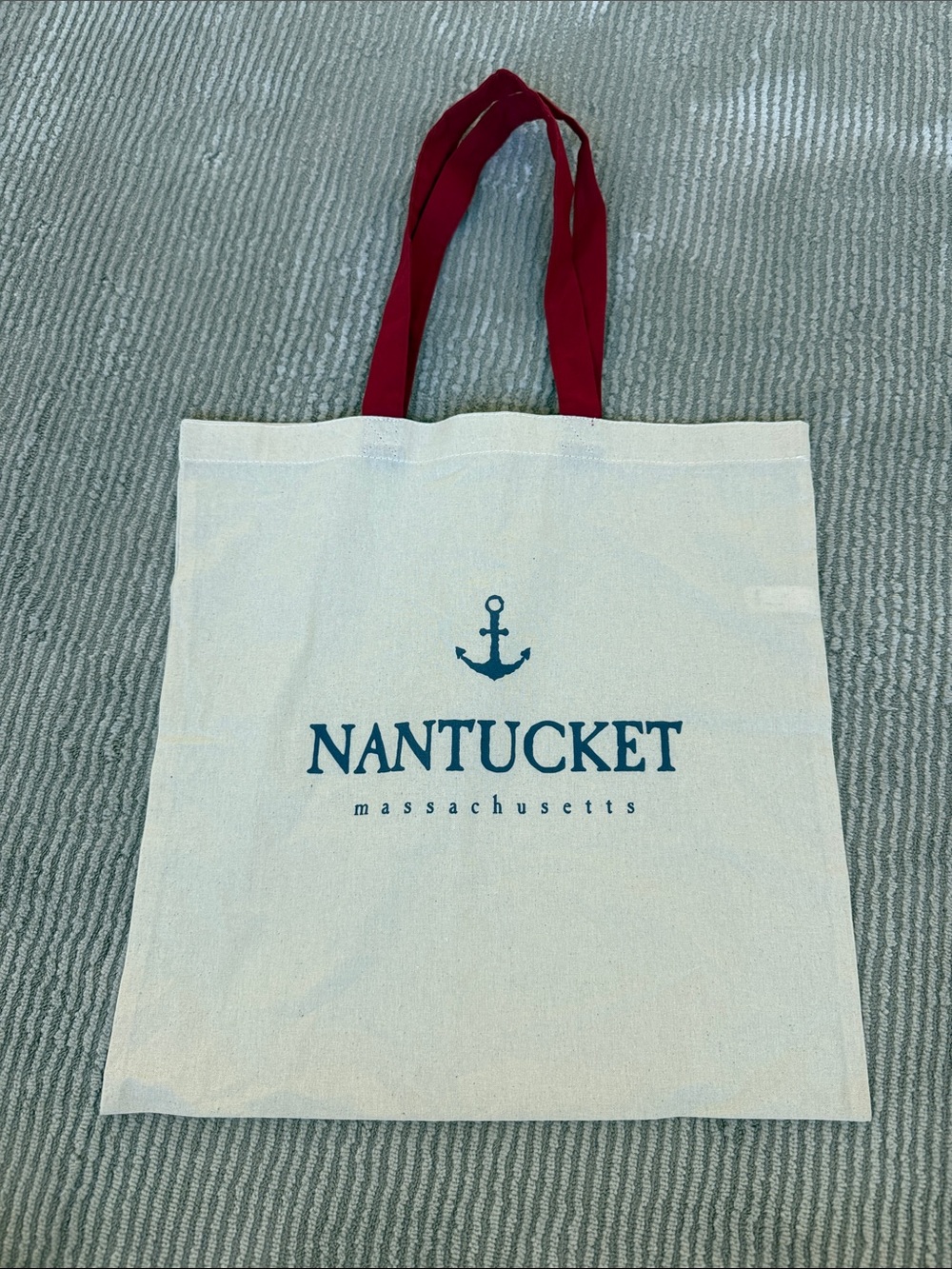 Nantucket Anchor Canvas Tote with Red Handles